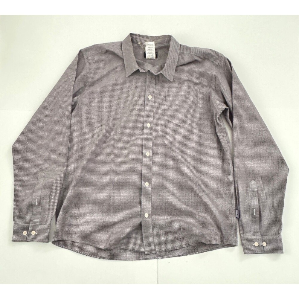 Patagonia Men's Burgundy White Long Sleeve Button Up Dress Shirt Size Large
